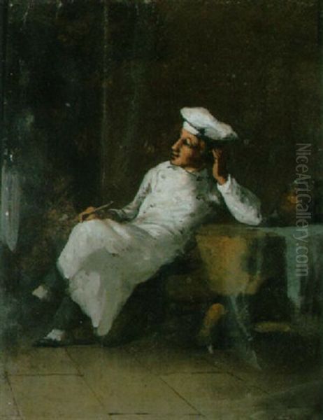 Der Nachdenkliche Koch Oil Painting by Germain Theodure Clement Ribot