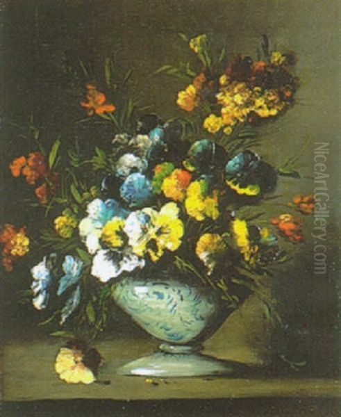 Bouquet De Fleurs Oil Painting by Germain Theodure Clement Ribot