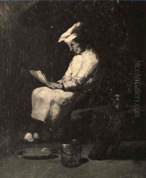 The Cook Oil Painting by Germain Theodure Clement Ribot