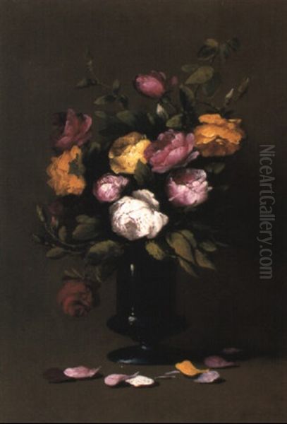 Le Vase De Fleurs Oil Painting by Germain Theodure Clement Ribot