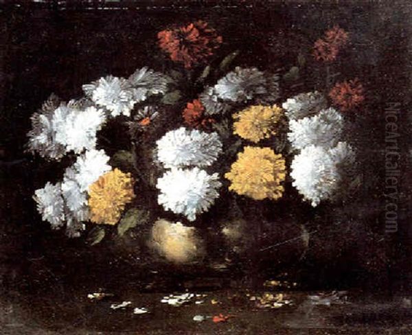 Chrysanthemums Oil Painting by Germain Theodure Clement Ribot