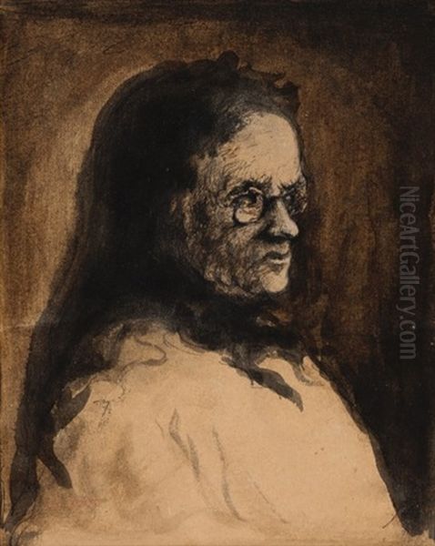 La Grand-mere Oil Painting by Theodule Augustine Ribot