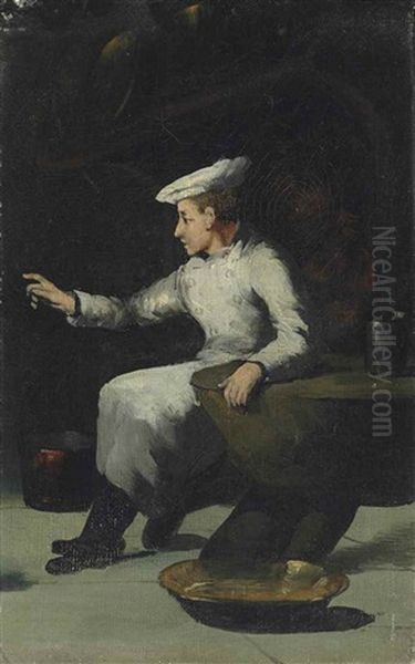 Le Cuisinier Oil Painting by Theodule Augustine Ribot