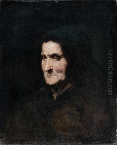 Portrait De La Mere De L'artiste Oil Painting by Theodule Augustine Ribot