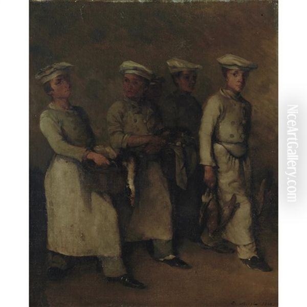 The Young Chefs Oil Painting by Theodule Augustine Ribot