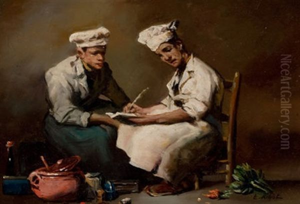 The Recipe Oil Painting by Theodule Augustine Ribot
