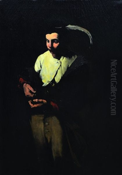 Portrait Of A Young Man Oil Painting by Theodule Augustine Ribot