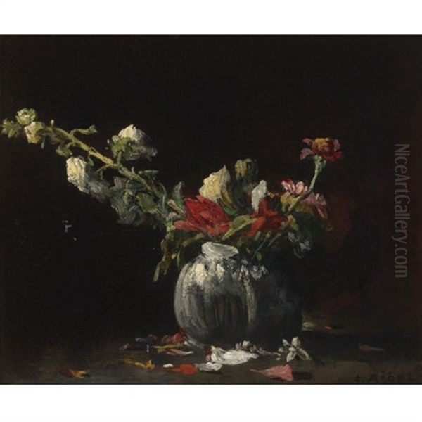 Still Life With Flowers Oil Painting by Theodule Augustine Ribot