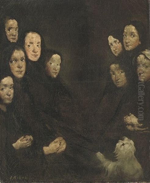 La Conference Oil Painting by Theodule Augustine Ribot