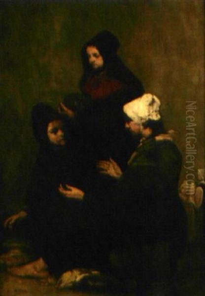 La Marchande De Poissons Oil Painting by Theodule Augustine Ribot