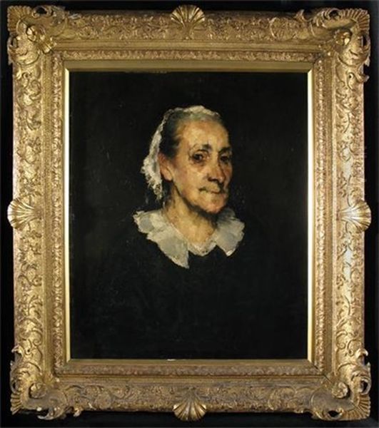 Peasant Woman In A Black Dress And Lace Bonnet (study) Oil Painting by Theodule Augustine Ribot