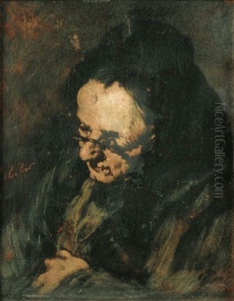 Portrait De La Mere De L'artiste Oil Painting by Theodule Augustine Ribot