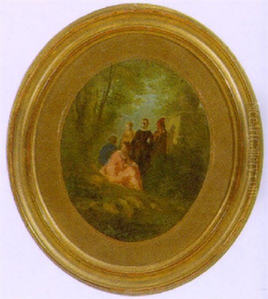 Park Med Personer Oil Painting by Theodule Augustine Ribot