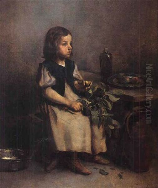 La Petite Fille Dans La Cuisine Oil Painting by Theodule Augustine Ribot