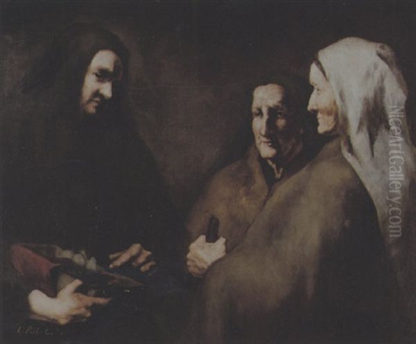 Drei Frauen Oil Painting by Theodule Augustine Ribot