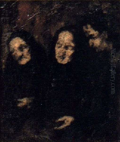 Tre Kvinnor Oil Painting by Theodule Augustine Ribot