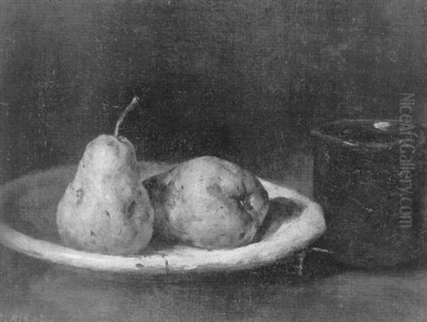 Les Poires Oil Painting by Theodule Augustine Ribot