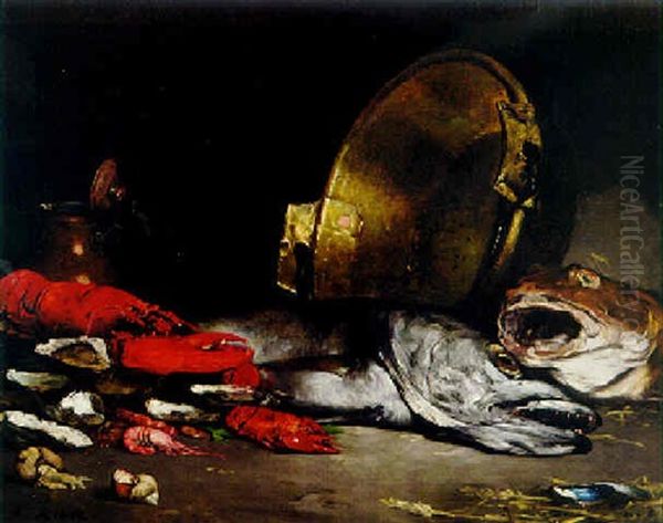 Still Life With Fish Oil Painting by Theodule Augustine Ribot