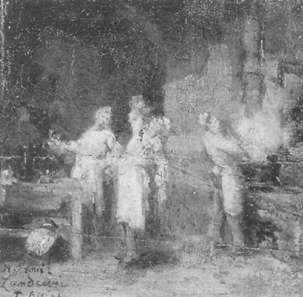 Kucheninterieur Oil Painting by Theodule Augustine Ribot