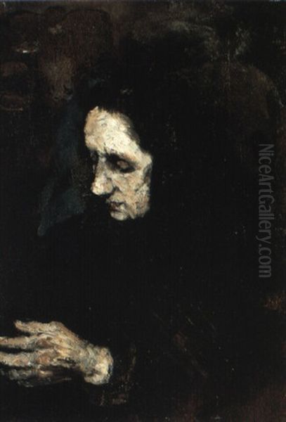 Etude Pour Le Portrait De La S-ur Du Peintre Oil Painting by Theodule Augustine Ribot