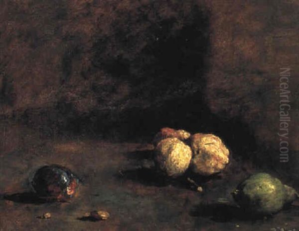 Still Life With Fruit Oil Painting by Theodule Augustine Ribot