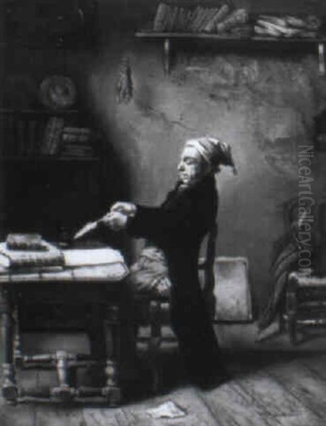 Lo Scrivano, 1883 Oil Painting by Theodule Augustine Ribot