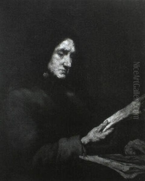 Portrait De Femme Oil Painting by Theodule Augustine Ribot