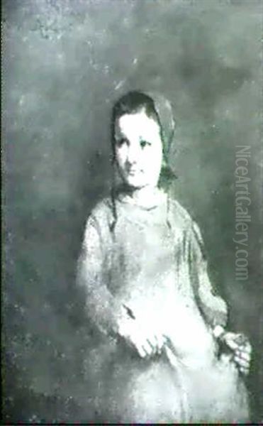 Young Peasant Girl Oil Painting by Theodule Augustine Ribot