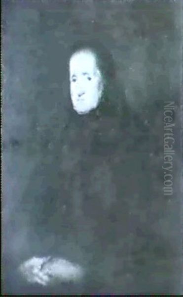 Portrait De Vielle Dame Oil Painting by Theodule Augustine Ribot