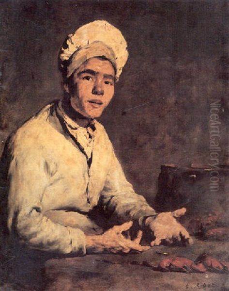 Le Cuisinier Aux Ecrevisses Oil Painting by Theodule Augustine Ribot