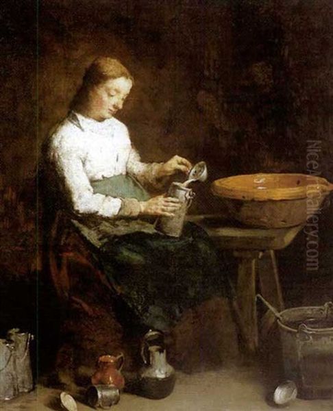 The Young Kitchen Maid Oil Painting by Theodule Augustine Ribot