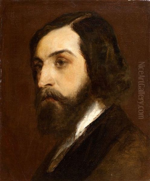 Portrait D'alfred De Musset Oil Painting by Gustave Ricard