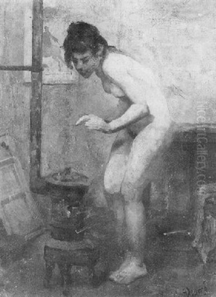 An Artist's Model Oil Painting by Gustave Ricard
