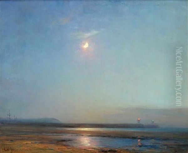 Clair De Lune, Plage De Boulogne Oil Painting by Georges Ricard-Cordingley