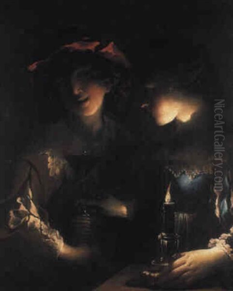 A Boy And Girl By Candlelight Oil Painting by Pietro Ricchi