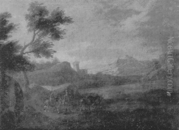 Bergers Dans La Campagne Italienne Oil Painting by Marco Ricci