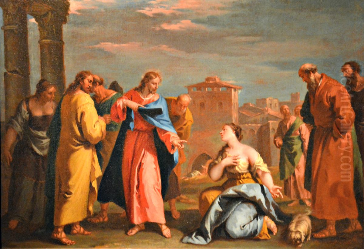 Cristo E La Cananea Oil Painting by Sebastiano Ricci