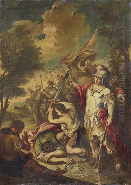 Enthauptung Des Goliath (sketch) Oil Painting by Sebastiano Ricci