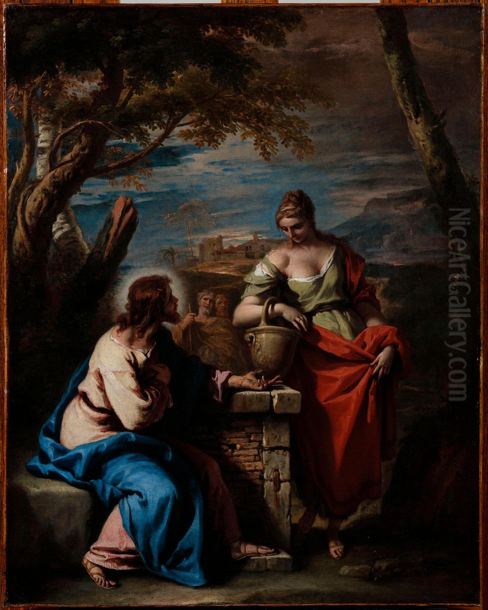 Christ And The Woman Of Samaria Oil Painting by Sebastiano Ricci