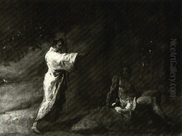 Two Figures In Landscape Oil Painting by Sebastiano Ricci