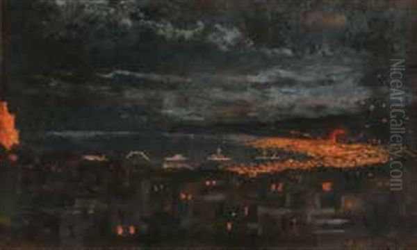 Litorale Notturno Oil Painting by Oscar Ricciardi