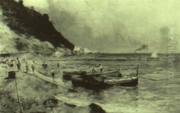 On The Coast, Capri Oil Painting by Oscar Ricciardi