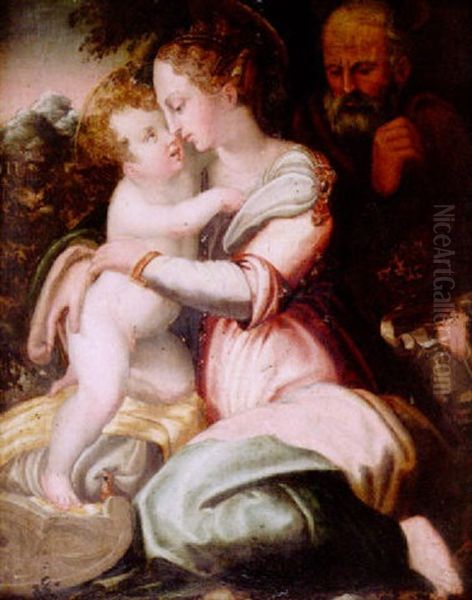 Den Heliga Familjen Oil Painting by Daniele Ricciarelli