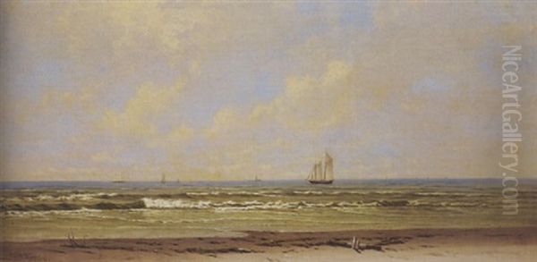 Sailing Along The Coast Oil Painting by Frederick Debourg Richards