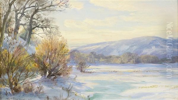 The Frozen Lake Oil Painting by William Trost Richards