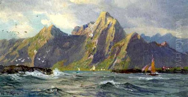 The Lofoten Islands With Mountains And Heavy Sea Oil Painting by William Trost Richards