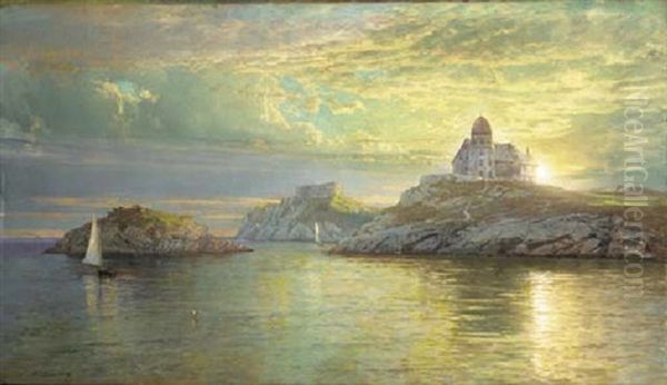 Harbor Entrance On Bull Point, Newport, Rhode Island Oil Painting by William Trost Richards