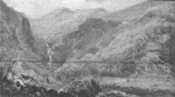 Mountains With Waterfall Oil Painting by William Trost Richards