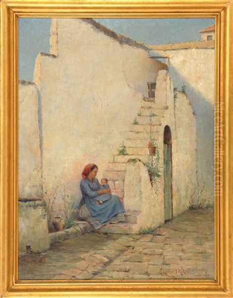 Corner In A Spanish Patio Oil Painting by Francis Henry Richardson