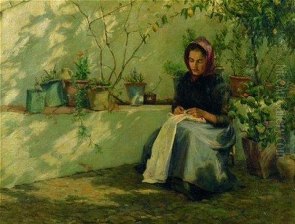 In The Garden Oil Painting by Francis Henry Richardson